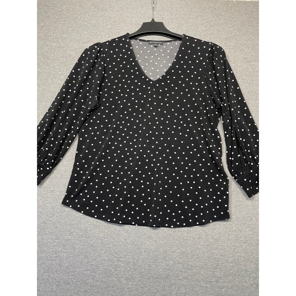 Women's Adrianna Papell Black & White Polka Dot Blouse Size M